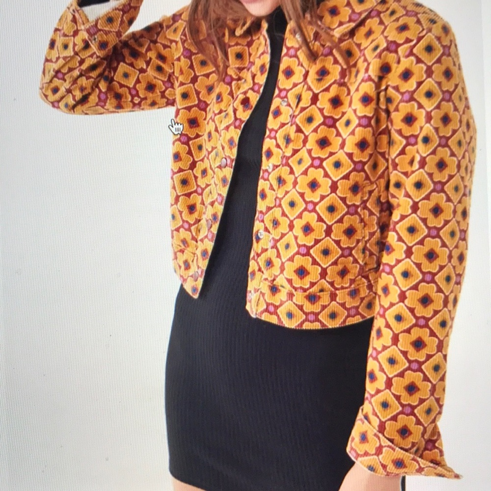 Printed Corduroy Cropped Jacket